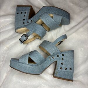 Jessica Simpson Blue Denim Platform Sandals